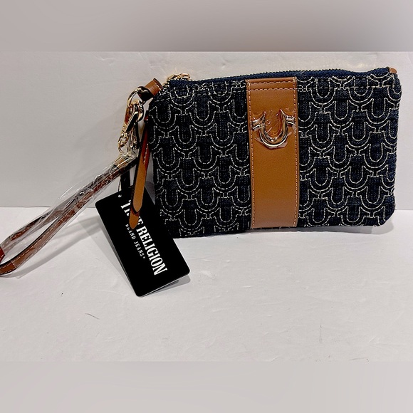 True Religion Quilted Horseshoe Wristlet Pouch - Picture 1 of 9